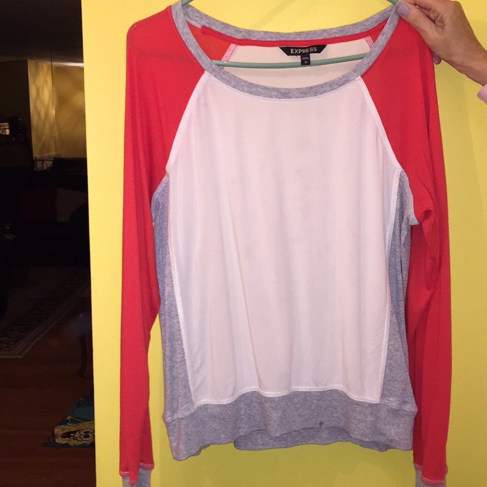Express long sleeve color block shirt